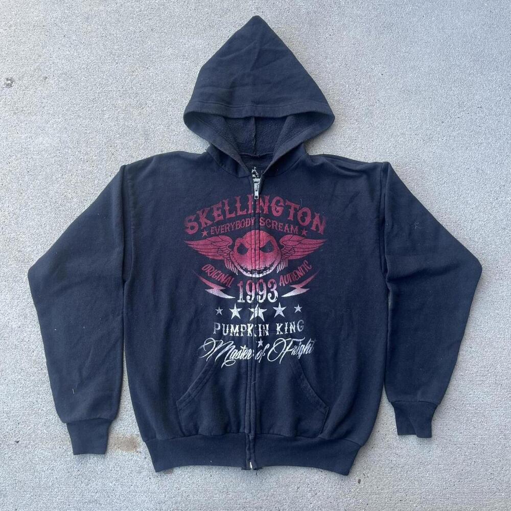 Black Disney Nightmare before Christmas Jack Skellington zip up hoodie